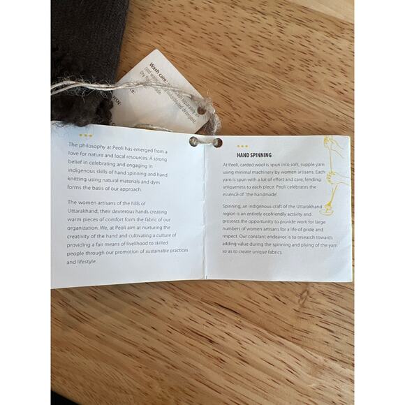 Peoli Hand Spun & Knit Wool Cardigan Brown Women's OS NWT - Picture 11 of 14